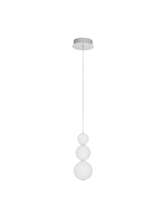 Lampa suspendata PERLA Vertical Chrome Metal & Opal Glass D10 NOVA LUCE