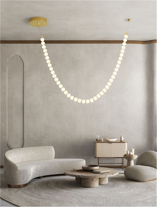 Lampa suspendata PERLA Gold Metal & Opal Glass 115cm NOVA LUCE