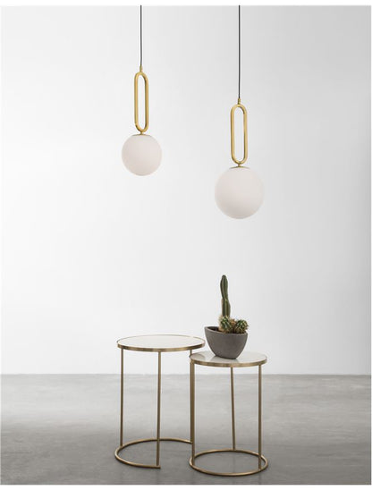 Lampa suspendata GRUS D20 Brass Metal Opal Glass NOVA LUCE