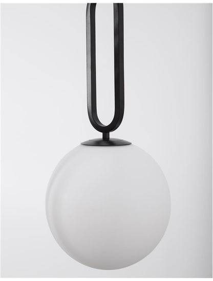 Lampa suspendata GRUS D25 Matt Black Metal Opal Glass NOVA LUCE