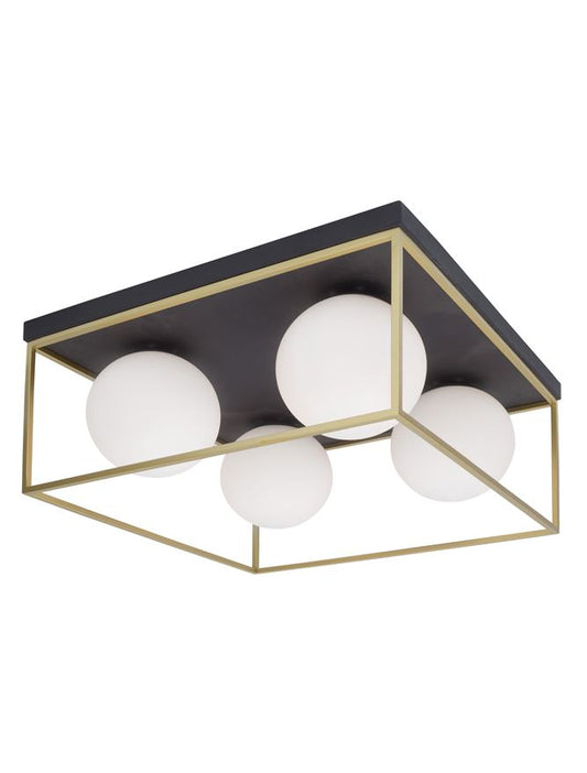 Plafoniera JULIET Brass & Black Metal White Opal Glass 4X12W Dim: 45X45 cm Nova Luce