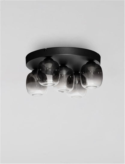 Plafoniera KITA Triac Dimmable Sandy Black Steel & Smoke Glass LED 28W 3000K Diam: 39 cm  Nova Luce