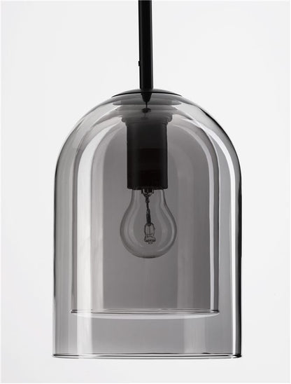 Lampa suspendata VELOR Double Layered Smoky Glass & Black Cord & Black Metal Base NOVA LUCE