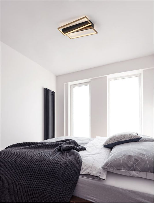 Plafoniera ELIZE Black & Brass Gold 28W Dim: 43.2x35 cm Nova Luce