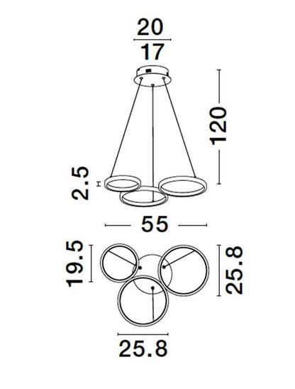 Lampa suspendata MAGNUS 3 Brass Gold Aluminiun & Silicon NOVA LUCE