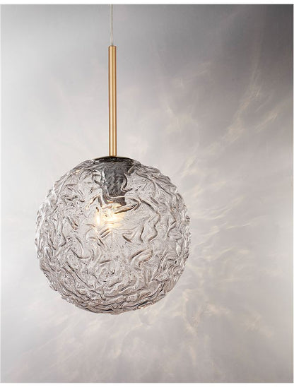 Lampa suspendata MIRANO Clear Structured Glass & Brushed Gold Steel E27 1x12 NOVA LUCE