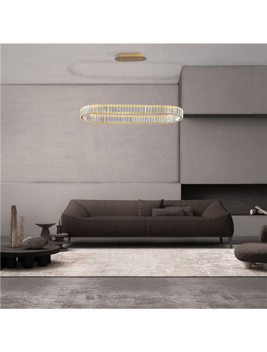 Lampa suspendata AURELIA Gold Metal & Crystal 48W NOVA LUCE