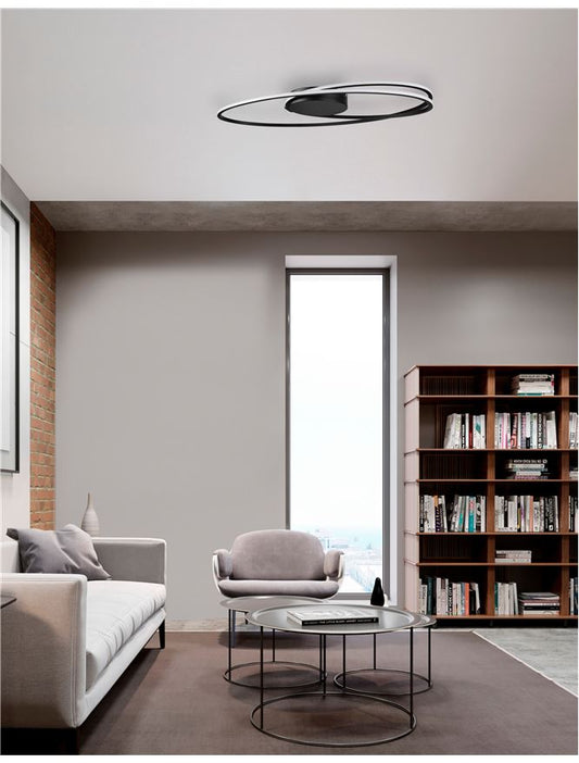 Plafoniera VIARREGIO Matt Black Aluminium & Acrylic 28W Dim: 60X35 cm Nova Luce