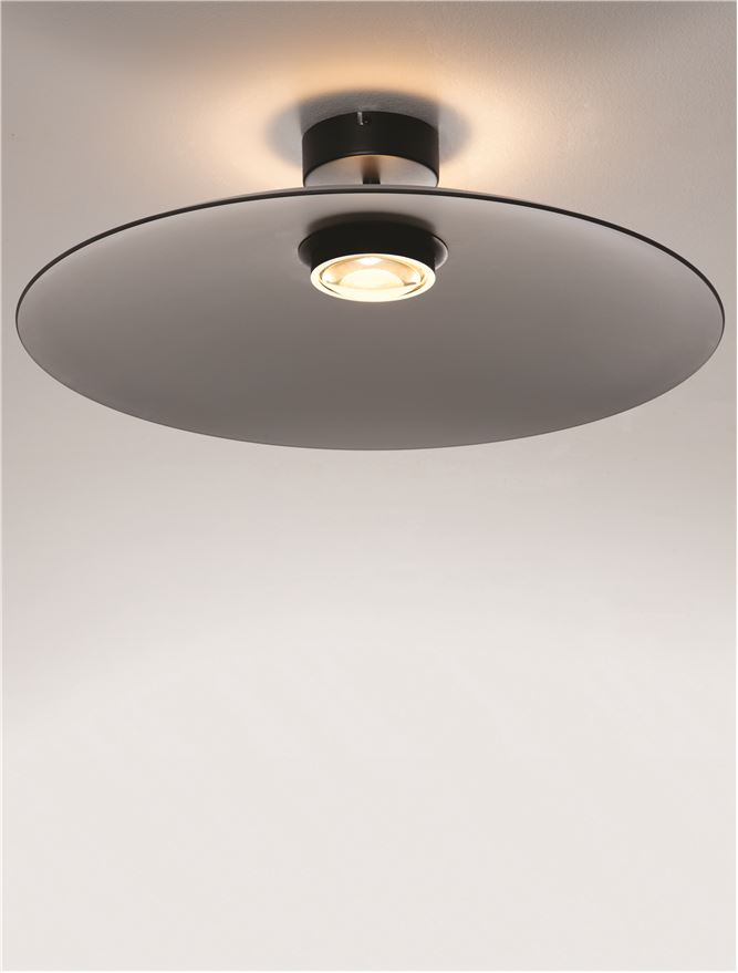 Plafoniera POLIFEMO Smoke Glass & Sandy Black Metal LED 17W 3000K Diam: 60 cm  Nova Luce