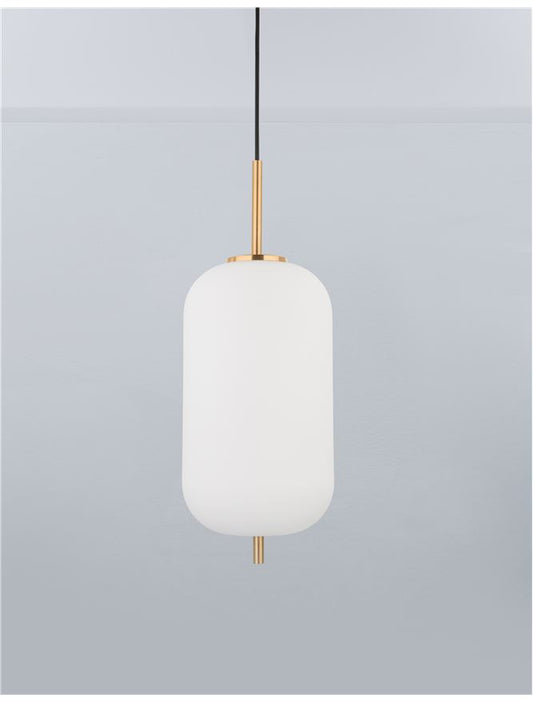 Lampa suspendata LATO Antique Brass & Opal Glass D22 NOVA LUCE