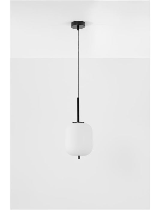 Lampa suspendata LATO Black Metal & Opal Glass D16.5 NOVA LUCE