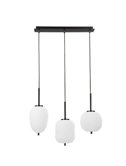 Lampa suspendata LATO 3 Black Metal & Opal Glass NOVA LUCE