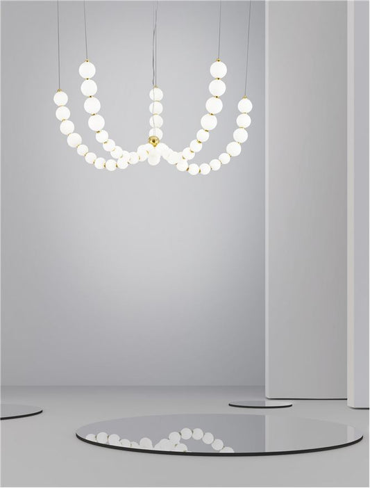 Lampa suspendata PERLA Gold Metal & Opal Glass D118 NOVA LUCE