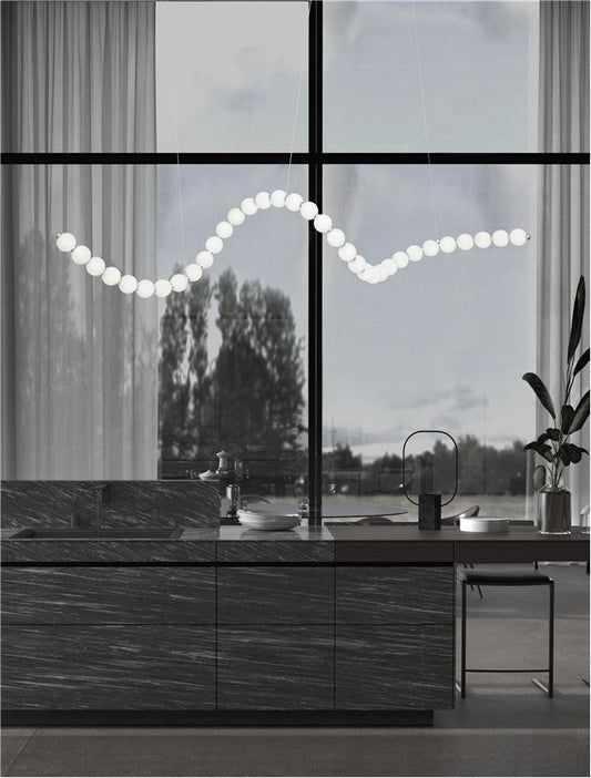 Lampa suspendata PERLA Chrome Metal & Opal Glass 167cm NOVA LUCE