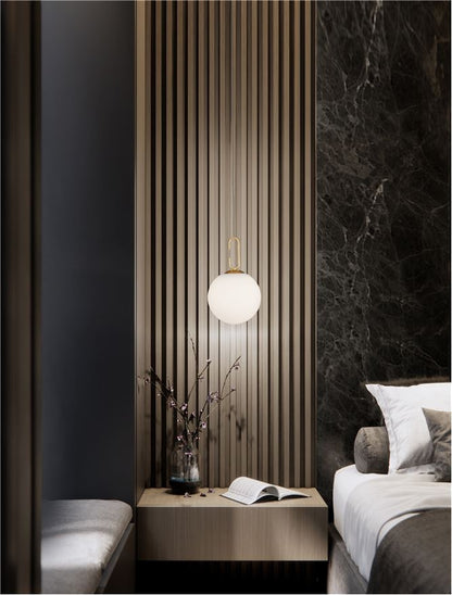 Lampa suspendata HOOK Satin Gold Metal & Acid White Glass NOVA LUCE