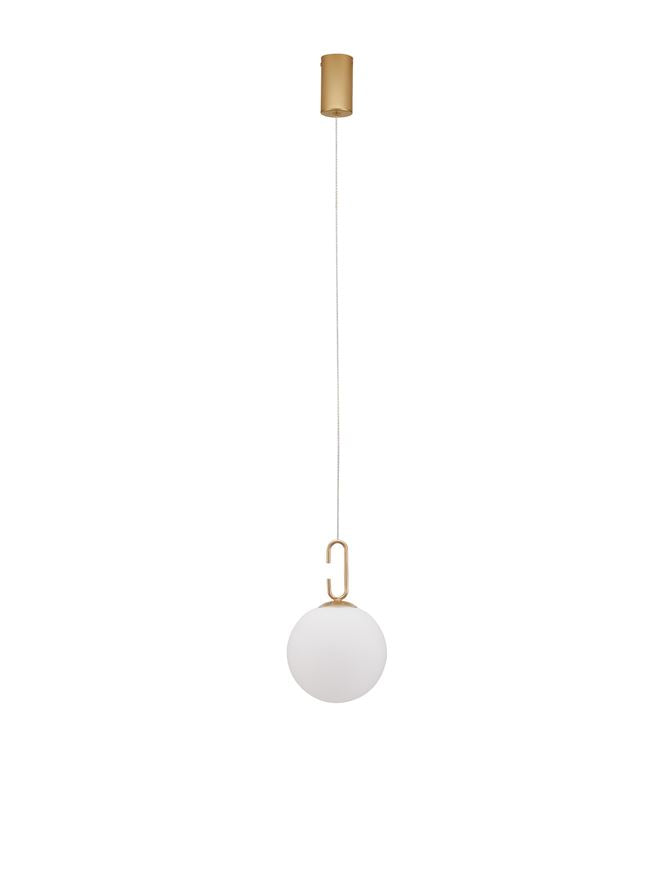 Lampa suspendata HOOK Satin Gold Metal & Acid White Glass NOVA LUCE