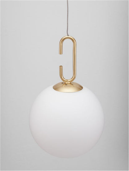 Lampa suspendata HOOK Satin Gold Metal & Acid White Glass NOVA LUCE