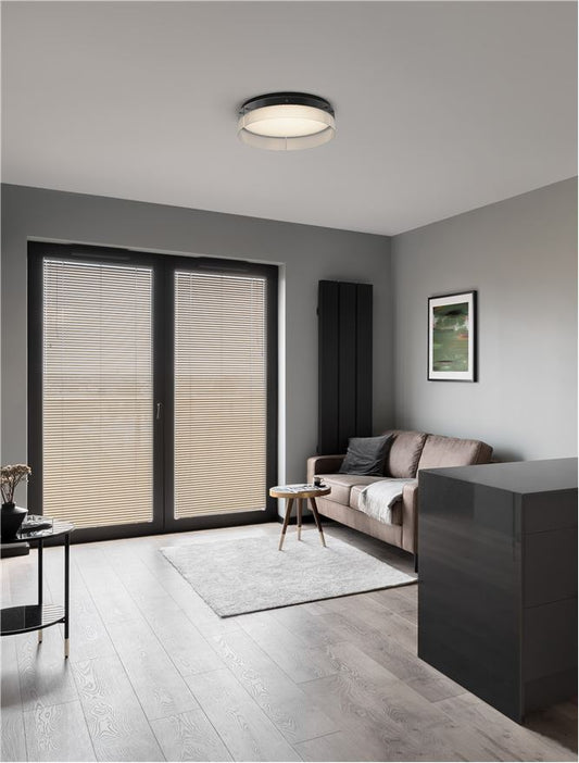Plafoniera PAULINE Sandy Black Aluminium & Clear Glass Led 48W 3000K Diam: 55 cm Nova Luce