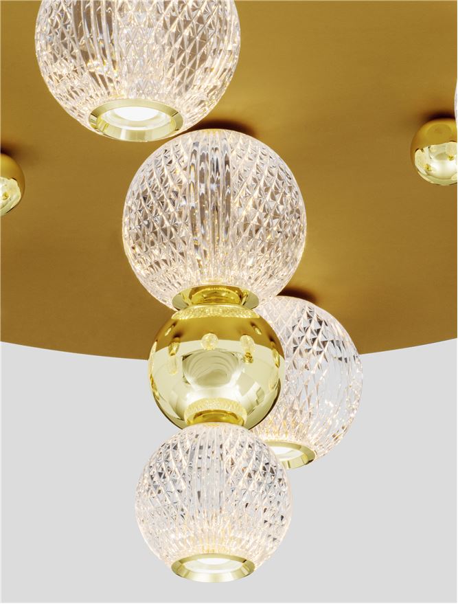 Plafoniera BRILLE Gold Aluminium & Clear Glass Led 32W 3200K Diam: 66 cm Nova Luce