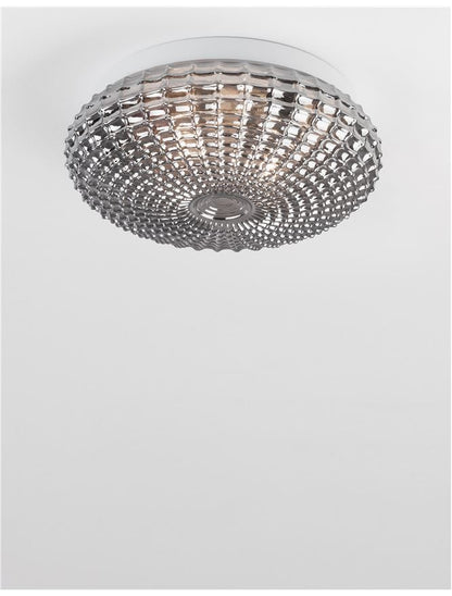 Plafoniera CLAM Smoke Chrome Glass White Metal 2X12W Diam: 30 cm Nova Luce