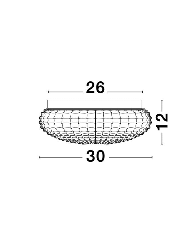 Plafoniera CLAM Smoke Chrome Glass White Metal 2X12W Diam: 30 cm Nova Luce