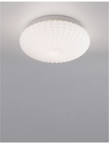 Plafoniera CLAM White Glass White Metal 2X12W Diam: 30 cm Nova Luce