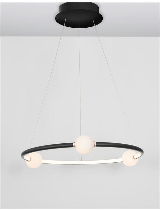 Lampa suspendata CELIA Black Aluminium & Opal Glass D64 NOVA LUCE