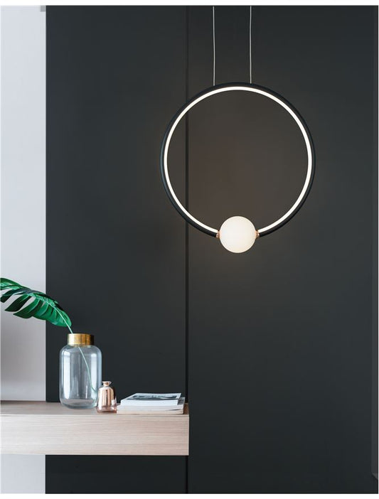 Lampa suspendata CELIA Black Aluminium & Opal Glass D43 NOVA LUCE