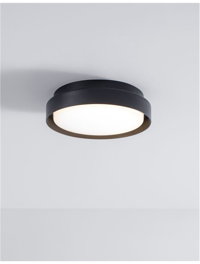 Plafoniera OLIVER Sandy Black Aluminium Acrylic Diffuser 20W Diam: 27 cm IP65 Nova Luce