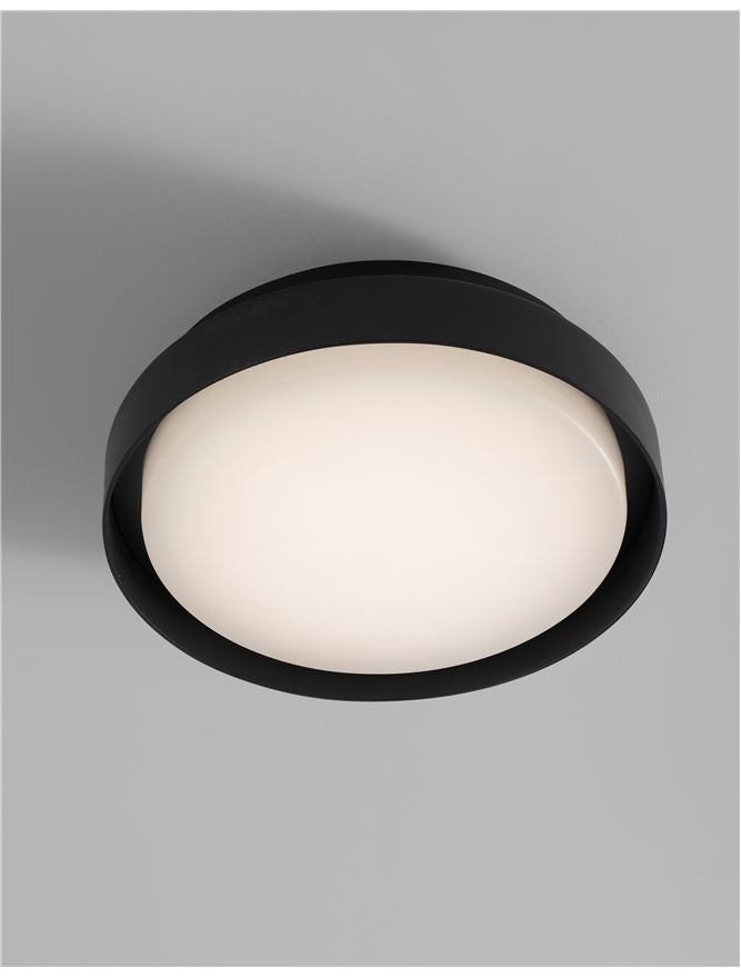 Plafoniera OLIVER Sandy Black Aluminium Acrylic Diffuser 20W Diam: 27 cm IP65 Nova Luce