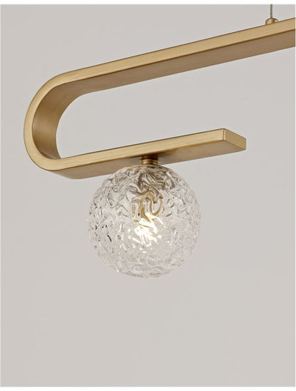 Lampa suspendata MIRANO Clear Structured Glass & Brass Gold LED G9 3x5 NOVA LUCE