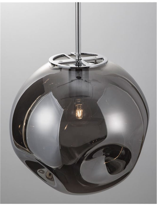 Lampa suspendata MAYAN Chrome Metal Smoky Gray NOVA LUCE