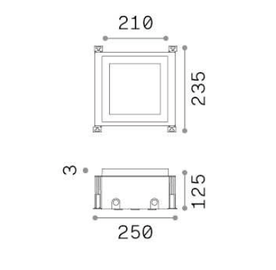 Spot incastrat de exterior Taurus pt d21 wide square Ideal-Lux